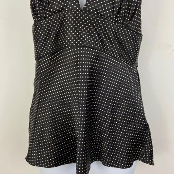 100% Silk Black White Polka Dot J. Crew Halter Top - Picture 2 of 5